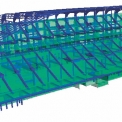 Konstrukční model částí kombinované konstrukce ragbyového stadionu „Jean Bouine“ (20 000 míst) v Paříži, Francie. (Projektant: CTE Strasbourg)