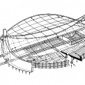 Obr. 2 – Schéma toku sil v konstrukci stadionu v Tokiu [3]