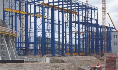 Ocelové konstrukce strojoven nového paroplynového zdroje v Elektrárně Počerady