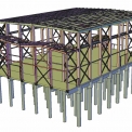 3D model výrobní haly 101 v Liberci je kombinací produktů Advance Steel, Advance Concrete a Revit.