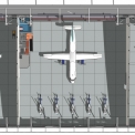 Obr. 3 – Pôdorys hangáru so zakreslením jednotlivých typov lietadiel