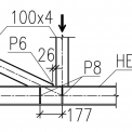 Obr. 2b – Geometrie N styčníku pásu z HEA profilu a RHS mezipásových prutů: Druhá návrhová situace.