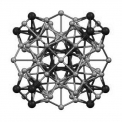 Obr. 3 – Zobrazení krystalové struktury intermetalické fáze Fe3.25Zn9.75 s grupou prostorové symetrie I-43m (modré atomy reprezentují zinek)