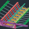 Obr. 3b – 3D model nosné konstrukce mostu vytvořený v programu Advance Steel, Model opěrového dílce