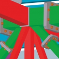 Detailní pohled na styčník konstrukce – Model Tekla Structures