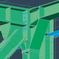 Detail uložení příhradového vazníku na průvlak – model