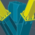 Detail přípoje vetnutých diagonal – model