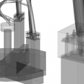 Obr. 2 – Nosné sloupy podnože a detail kotvení nosné konstrukce do sloupů