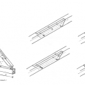 Obr. 1 – Provádění opravy (vlevo) a varianty optimalizovaného nastavovacího plátového spoje: spoje s kolíky a se šikmými čely, i varianta s šikmými podkosenými čely (uprostřed); hmoždíkové spoje se šikmými podkosenými čely zajištěné kolíkem (vpravo)