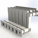 Konstrukce ocelového prostupu betonem pro šest nezávislých vedení
