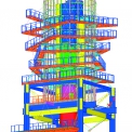 Obr. 1b – Celkový pohled na VP1 s nástavbou (foto, 3D model Tekla Structures)