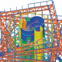 Obr. 5 – Vodorovný řez konstrukcemi nástavby (3D model Tekla Structures)