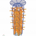 Statický 3D model nosné konstrukce vyhlídkové věže z programu RFEM od firmy Dlubal software s. r. o.