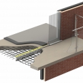Vizualizace použití izonosníku ISOPRO v detailu připojení balkónové a stropní desky.