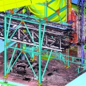 Obr. 10a – Využití 3D laser scanu pro kontrolu kolizí s procházejícím potrubním mostem