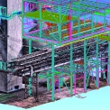 Obr. 10b – Využití 3D laser scanu pro kontrolu kolizí s procházejícím potrubním mostem
