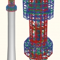 Globální výpočetní model konstrukce s betonovou věží a detailní řešení přijímače – Dlubal RFEM