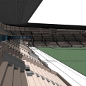 Severozápadní tribuna s VIP boxy, 3D model, vizualizace Revit