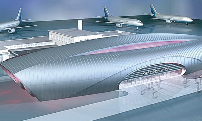 Ocelové konstrukce nové odbavovací haly mezinárodního letiště v Karlových Varech