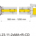 Konstrukce: 5.23.11. – Opláštění dvěma vrstvami modré akustické sádrokartonové desky s profily Rigiprofily CD, tloušťka konstrukce 82 mm,  Rw = 52 dB