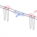 Obr. 16a – Ukážky výstupu prierezových síl z modelu zosilnenia konštrukcie bez šikmých stĺpov