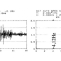 Obr. 3 – Časový záznam zrýchlenia kmitania v bode M2, VSH (GM2M2(f)) v bode M2 – Z