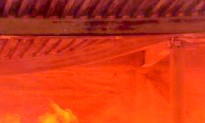 Částečně chráněný strop při požární zkoušce ve Veselí n. L.
